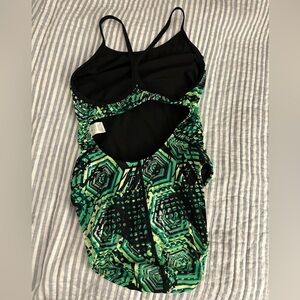 Dolfin Size 34 Green Geo Swim Tram training suit 🏊‍♀️